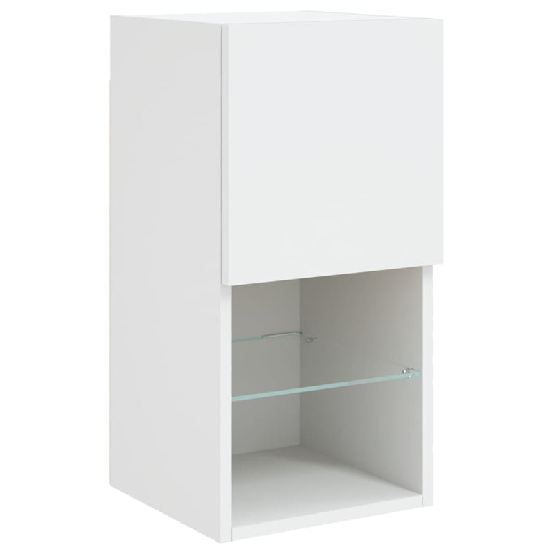 Comode TV cu lumini LED, 2 buc., alb, 30,5x30x60 cm