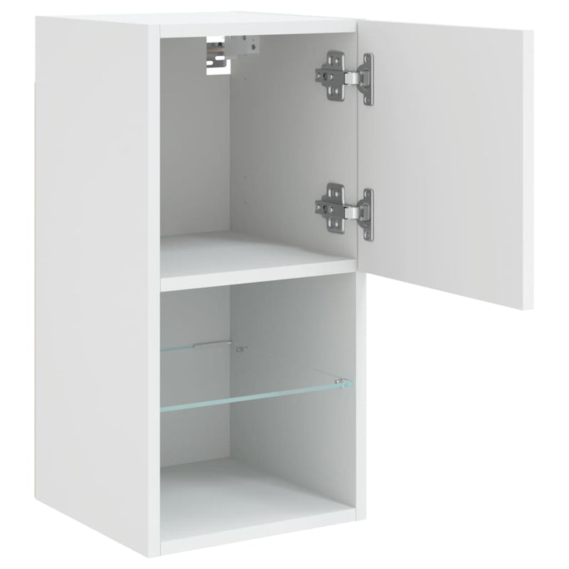 Comode TV cu lumini LED, 2 buc., alb, 30,5x30x60 cm