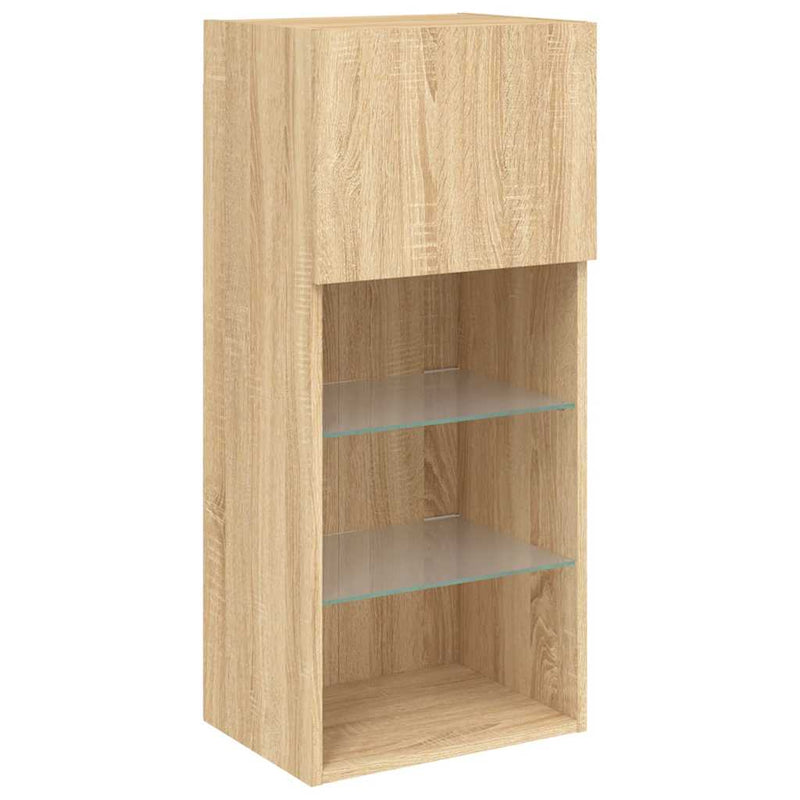 Comode TV cu lumini LED, 2 buc., stejar sonoma, 40,5x30x90 cm