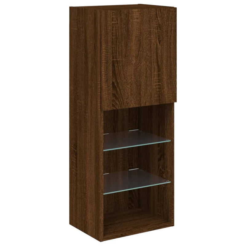 Comodă TV cu lumini LED, stejar maro, 40,5x30x102 cm