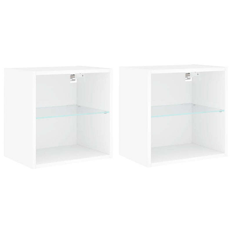 Noptiere cu lumini LED montate pe perete, 2 buc., alb