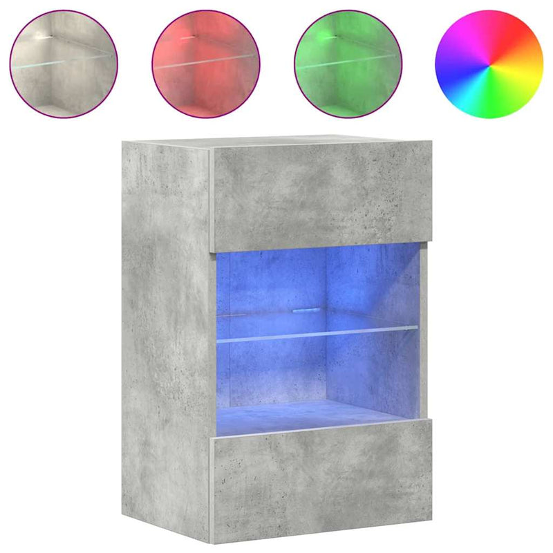 Comode de perete cu lumini LED pentru TV 2 buc. gri beton 40x30x60,5cm