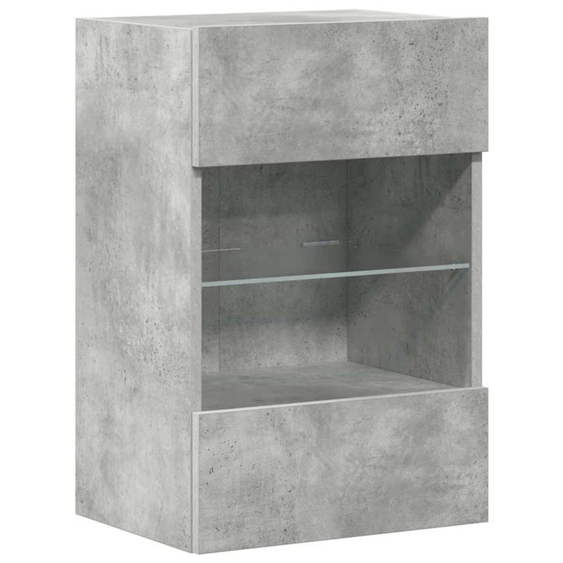 Comode de perete cu lumini LED pentru TV 2 buc. gri beton 40x30x60,5cm