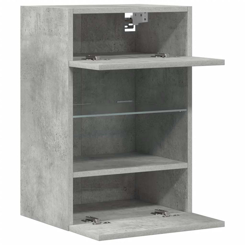 Comode de perete cu lumini LED pentru TV 2 buc. gri beton 40x30x60,5cm