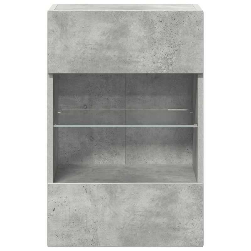 Comode de perete cu lumini LED pentru TV 2 buc. gri beton 40x30x60,5cm
