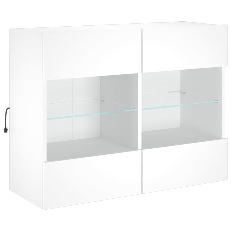 Comodă TV de perete cu lumini LED, alb, 78,5x30x60,5 cm