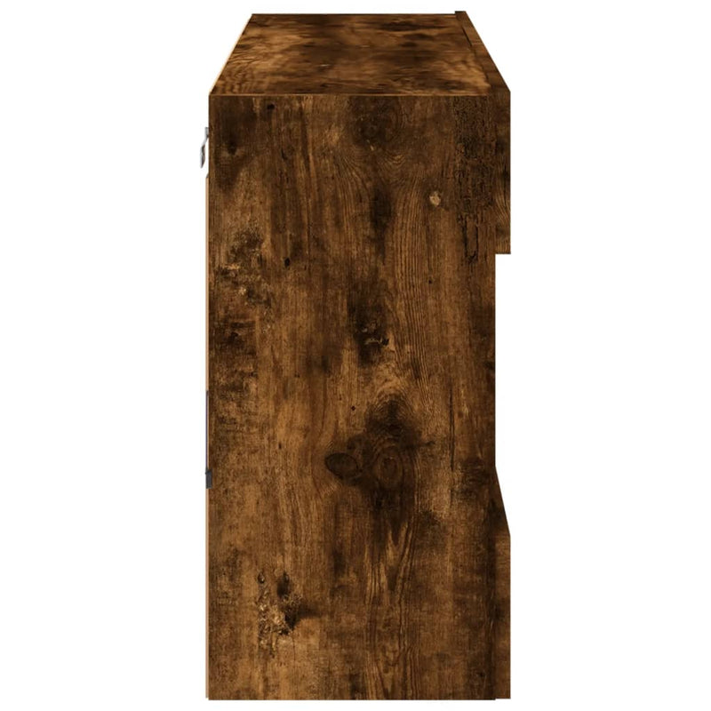 Comodă TV de perete cu LED, stejar fumuriu, 98,5x30x60,5 cm