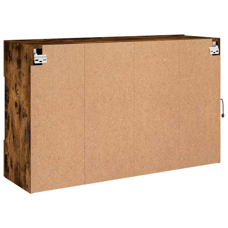 Comodă TV de perete cu LED, stejar fumuriu, 98,5x30x60,5 cm
