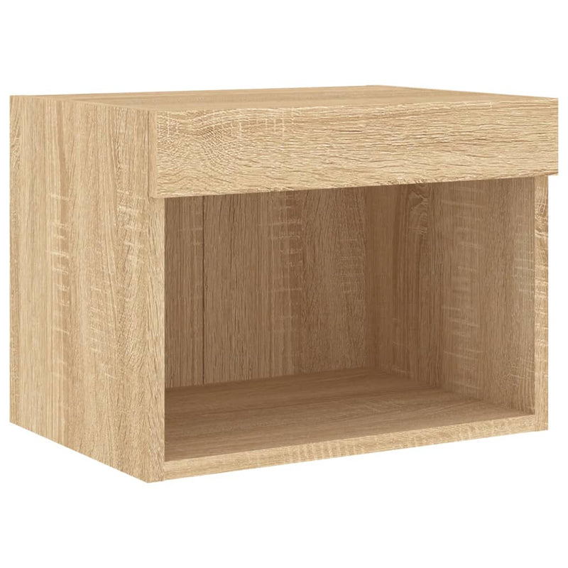 Noptiere cu lumini LED montate pe perete, 2 buc., stejar sonoma