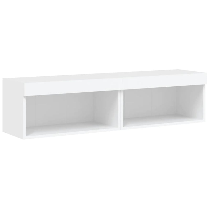 Comode TV cu lumini LED, 2 buc., alb, 60x30x30 cm