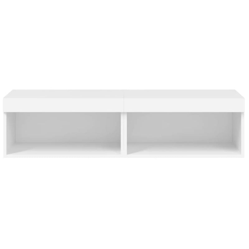 Comode TV cu lumini LED, 2 buc., alb, 60x30x30 cm