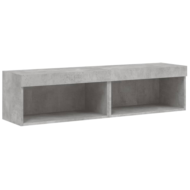 Comode TV cu lumini LED, 2 buc., gri beton, 60x30x30 cm