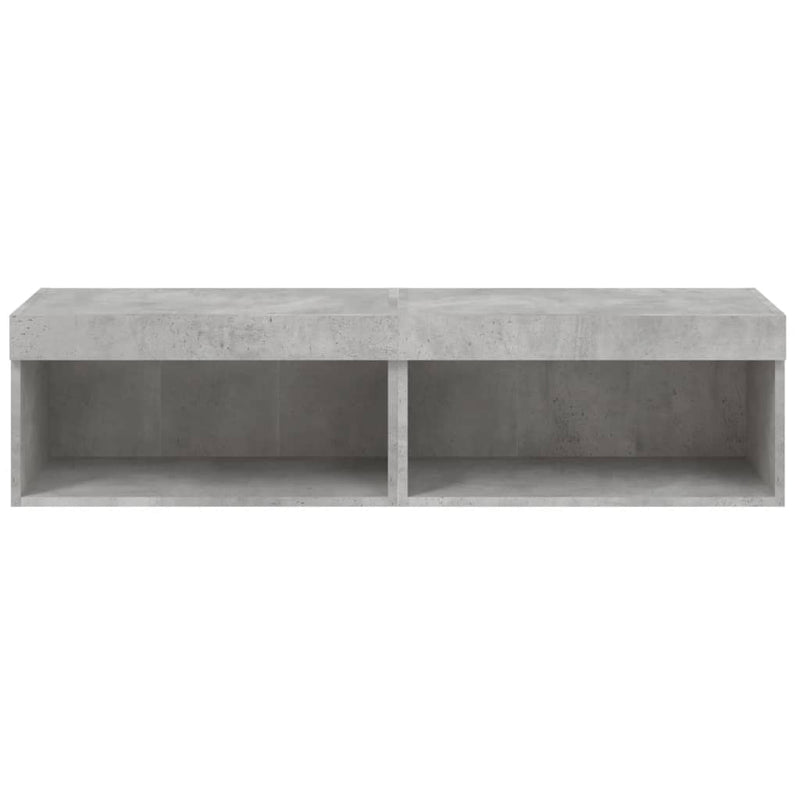 Comode TV cu lumini LED, 2 buc., gri beton, 60x30x30 cm