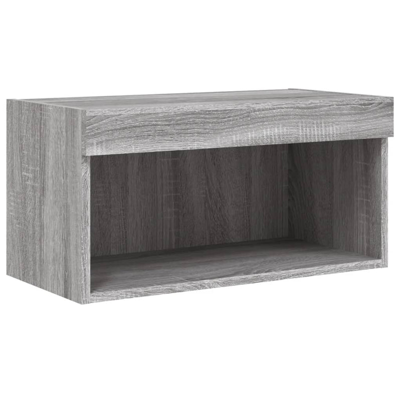 Comodă TV cu lumini LED, gri sonoma, 60x30x30 cm