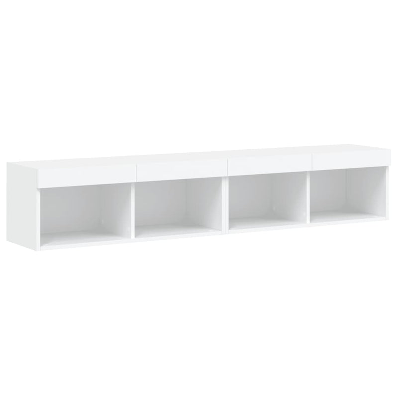 Comode TV cu lumini LED, 2 buc., alb, 60x30x30 cm