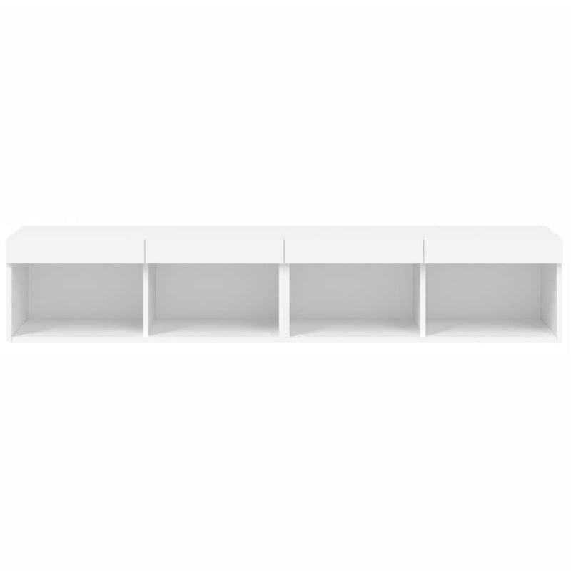 Comode TV cu lumini LED, 2 buc., alb, 60x30x30 cm