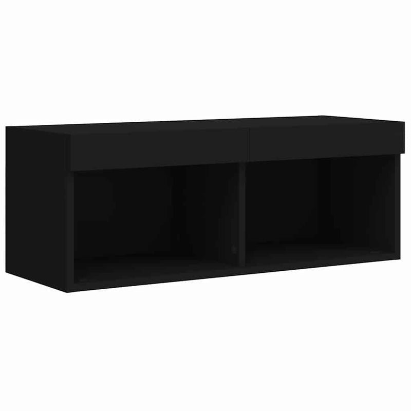 Comodă TV cu lumini LED, negru, 80x30x30 cm