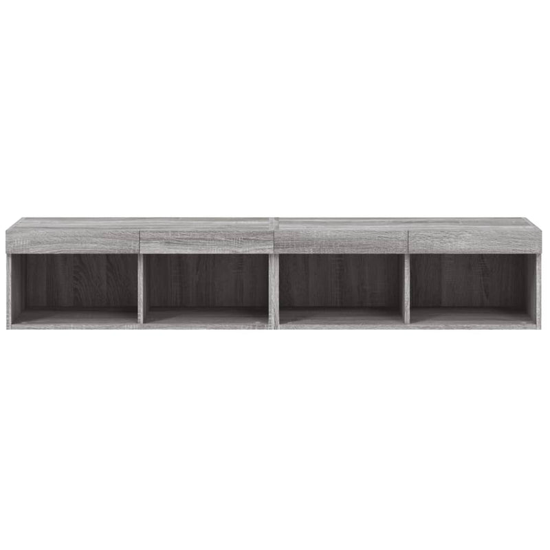 Comode TV cu lumini LED, 2 buc., gri sonoma, 80x30x30 cm