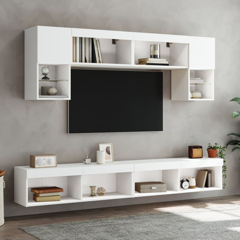 Comodă TV cu lumini LED, alb, 100x30x30 cm