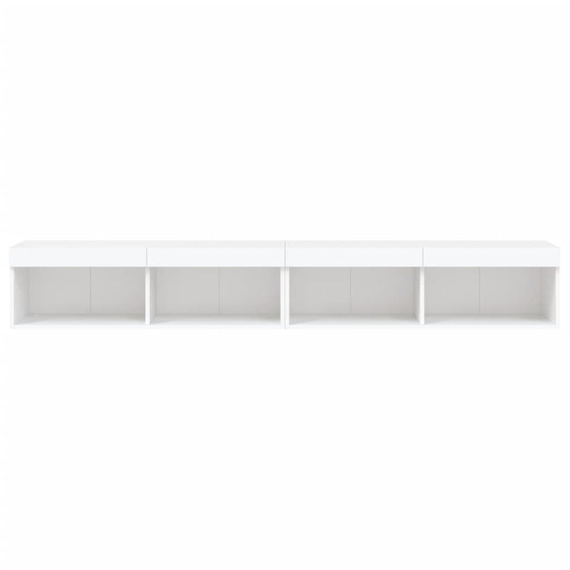 Comode TV cu lumini LED, 2 buc., alb, 100x30x30 cm