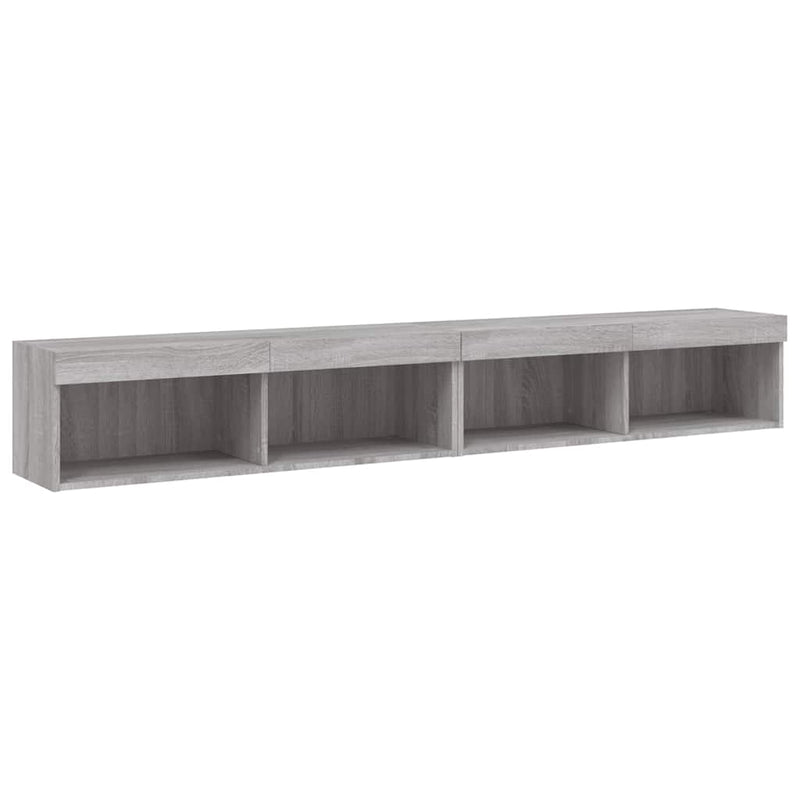 Comode TV cu lumini LED, 2 buc., gri sonoma, 100x30x30 cm