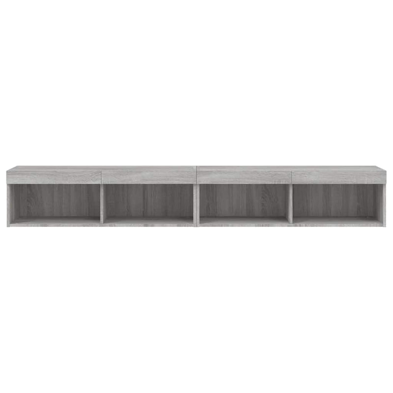 Comode TV cu lumini LED, 2 buc., gri sonoma, 100x30x30 cm