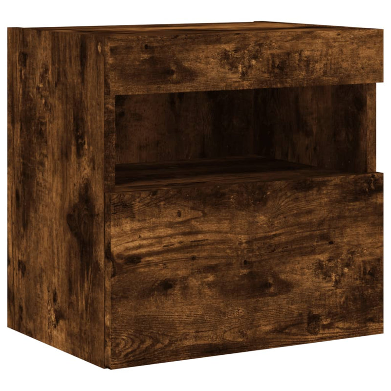 Comodă TV de perete cu LED, 2 buc. stejar fumuriu, 40x30x40 cm