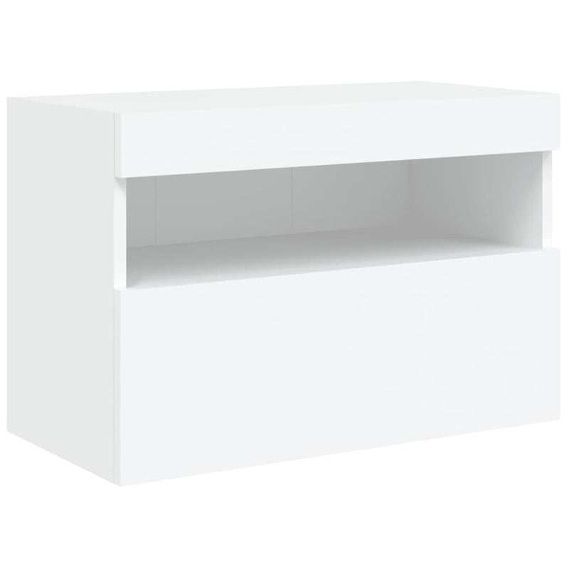 Comodă TV de perete cu lumini LED, alb, 60x30x40 cm
