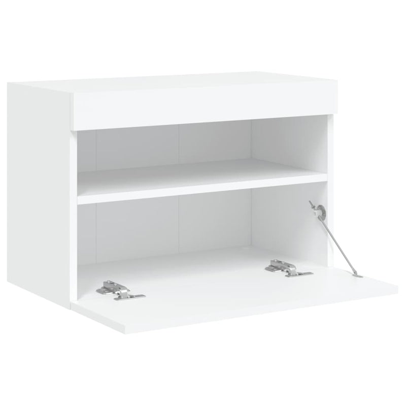 Comodă TV de perete cu lumini LED, alb, 60x30x40 cm