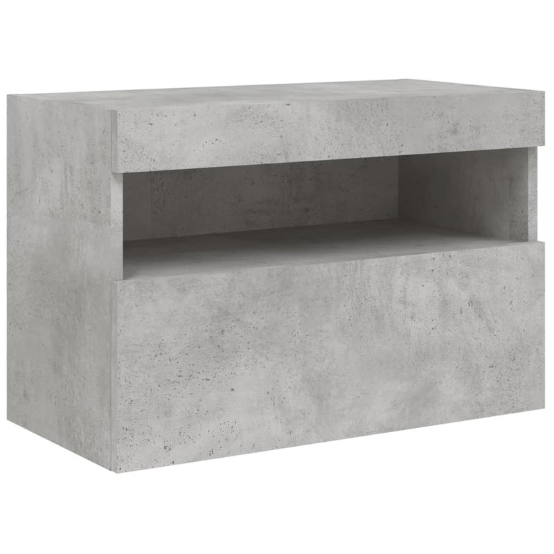 Comodă TV de perete cu lumini LED, gri beton, 60x30x40 cm