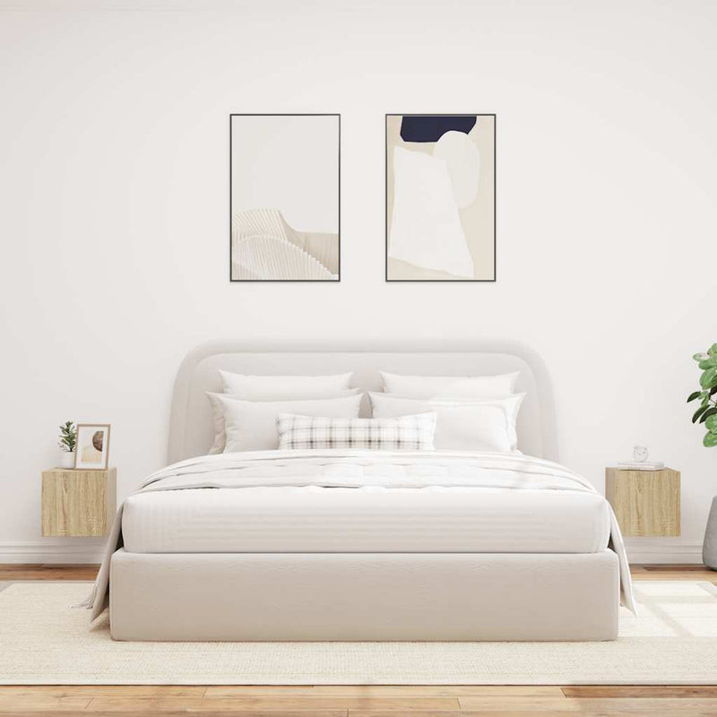 Comodă TV de perete cu LED, 2 buc. stejar sonoma, 30,5x35x30 cm