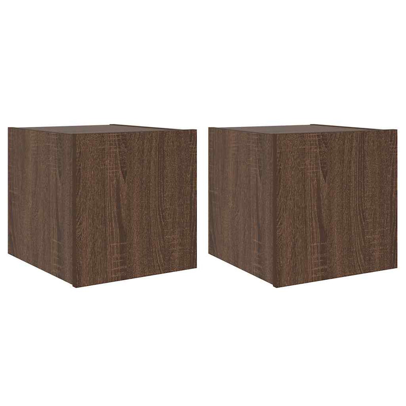 Comodă TV de perete cu LED, 2 buc. stejar maro, 30,5x35x30 cm