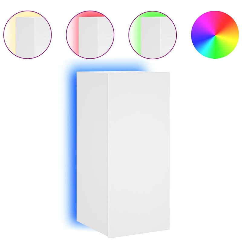 Comodă TV de perete cu lumini LED, alb, 30,5x35x70 cm