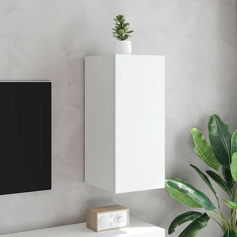 Comodă TV de perete cu lumini LED, alb, 30,5x35x70 cm