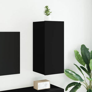 Comodă TV de perete cu lumini LED, negru, 30,5x35x70 cm