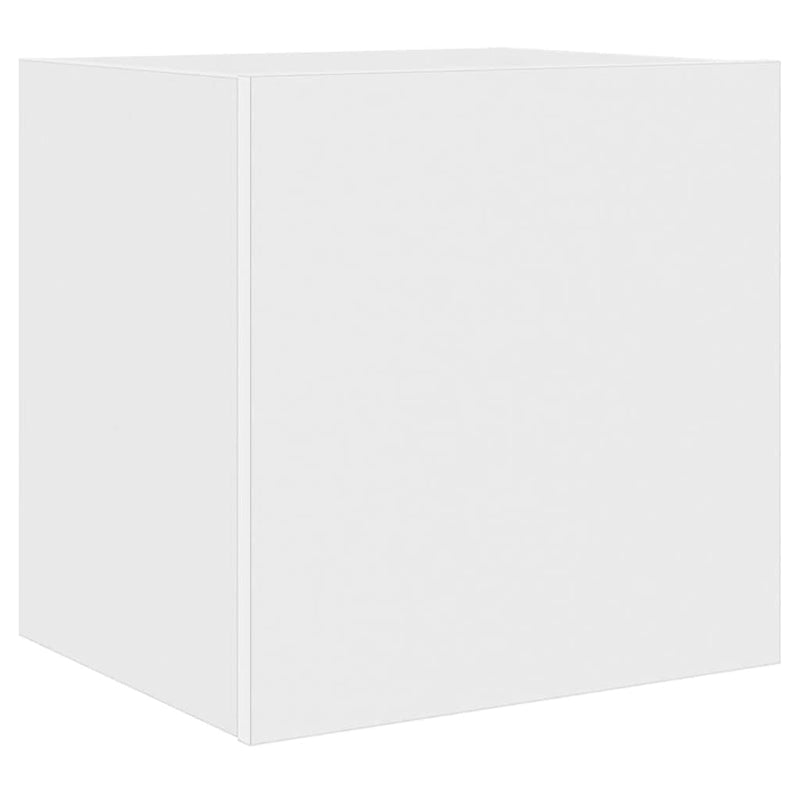 Comode TV de perete cu lumini LED, 2 buc., alb, 40,5x35x40 cm