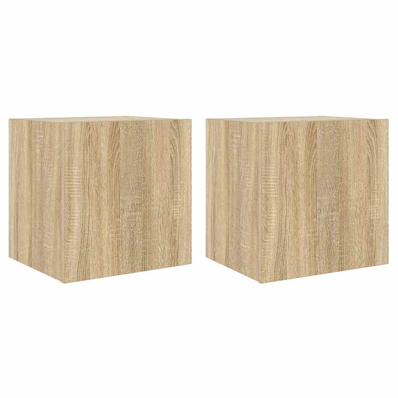 Comodă TV de perete cu LED, 2 buc. stejar sonoma, 40,5x35x40 cm