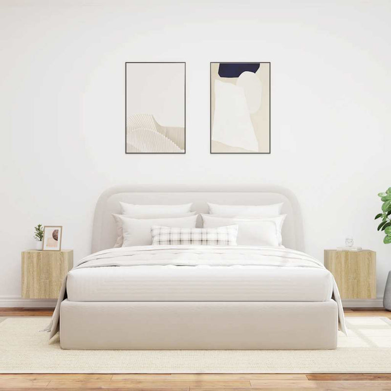Comodă TV de perete cu LED, 2 buc. stejar sonoma, 40,5x35x40 cm
