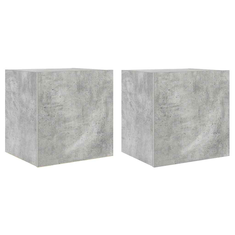 Comode TV de perete cu lumini LED 2 buc. gri beton 40,5x35x40cm