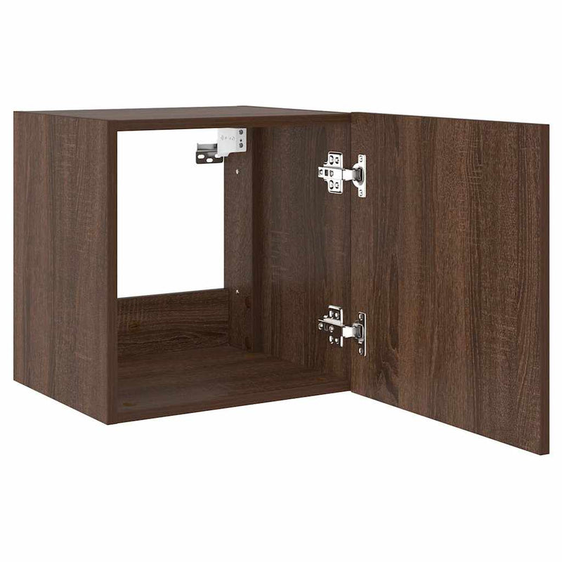 Comodă TV de perete cu lumini LED, stejar maro, 40,5x35x40 cm