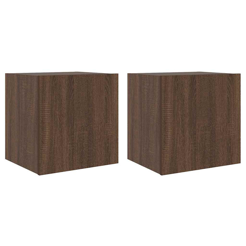 Comodă TV de perete cu LED, 2 buc. stejar maro, 40,5x35x40 cm
