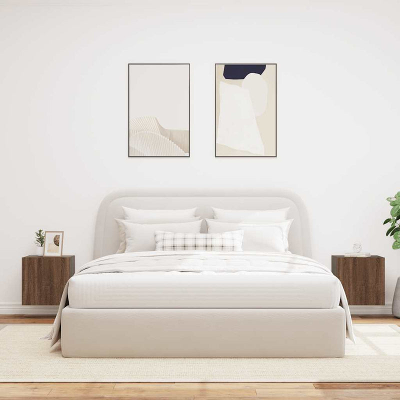 Comodă TV de perete cu LED, 2 buc. stejar maro, 40,5x35x40 cm