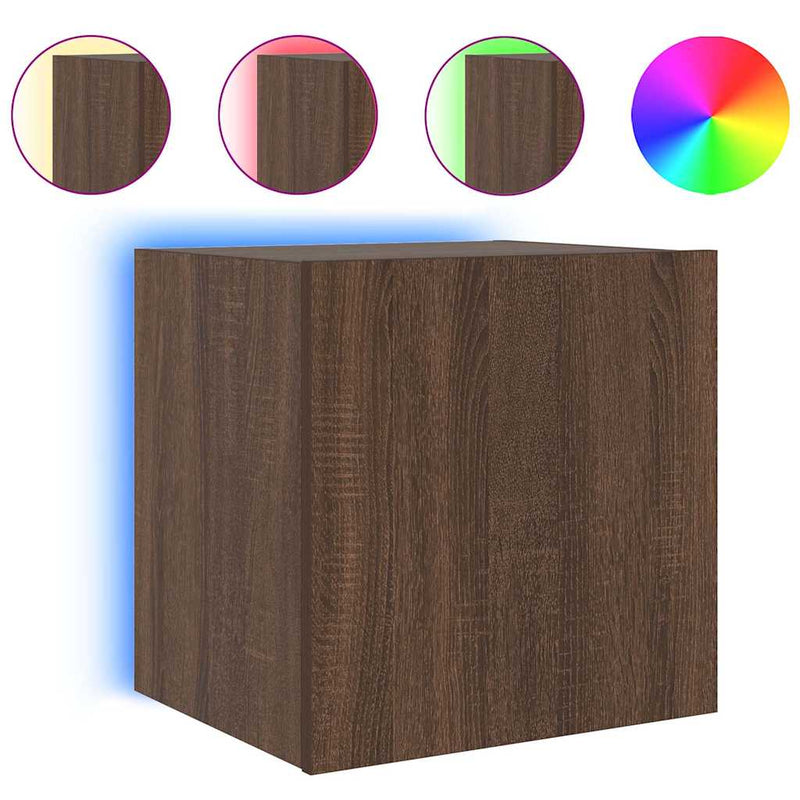 Comodă TV de perete cu LED, 2 buc. stejar maro, 40,5x35x40 cm