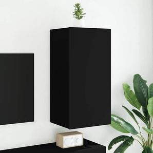 Comodă TV de perete cu lumini LED, negru, 40,5x35x80 cm