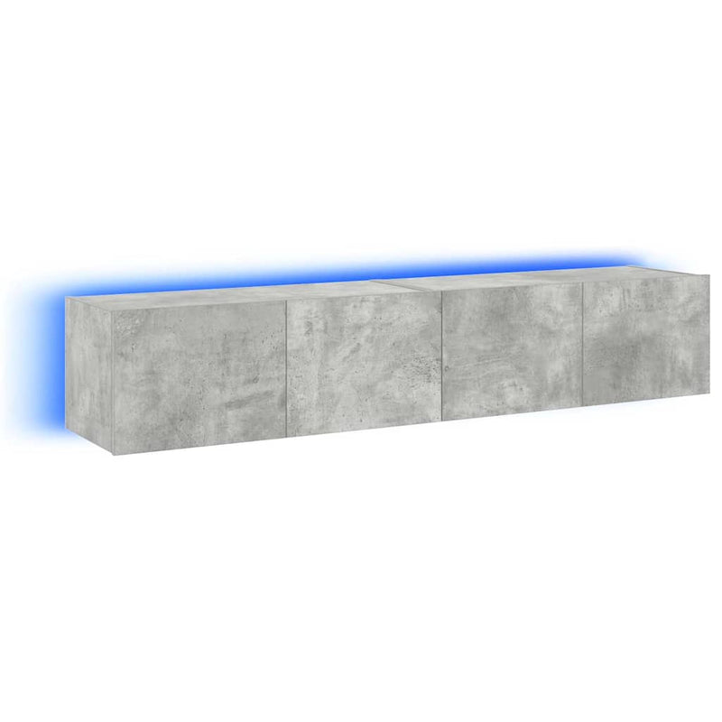 Comode TV de perete cu lumini LED 2 buc. gri beton 80x35x31 cm