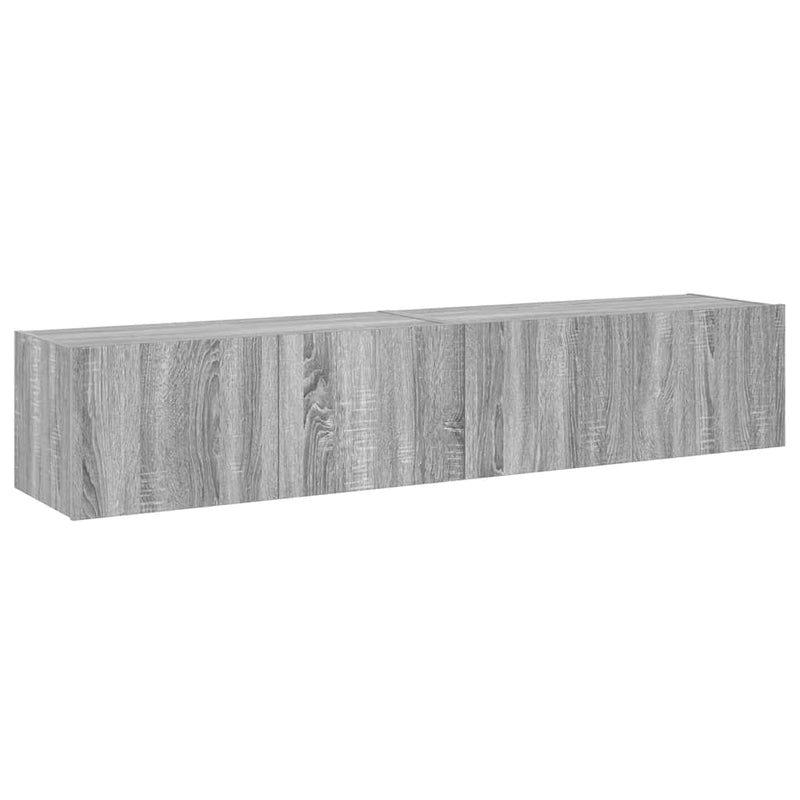 Comodă TV de perete cu LED, 2 buc, gri sonoma, 80x35x31 cm