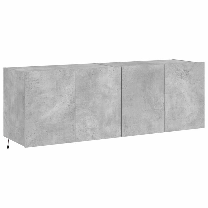Comode TV de perete cu lumini LED 2 buc. gri beton 60x35x41 cm