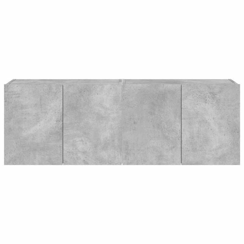 Comode TV de perete cu lumini LED 2 buc. gri beton 60x35x41 cm