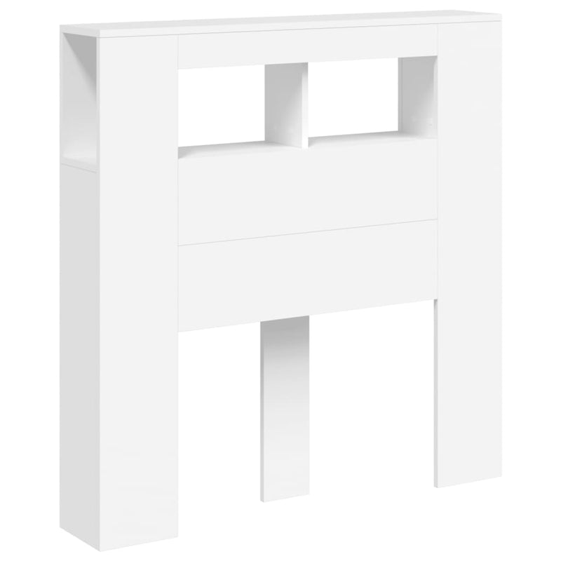 Tăblie de pat cu LED, alb, 100x18,5x103,5 cm, lemn