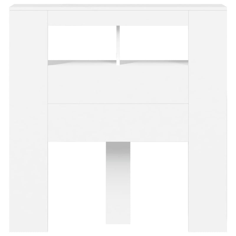 Tăblie de pat cu LED, alb, 100x18,5x103,5 cm, lemn
